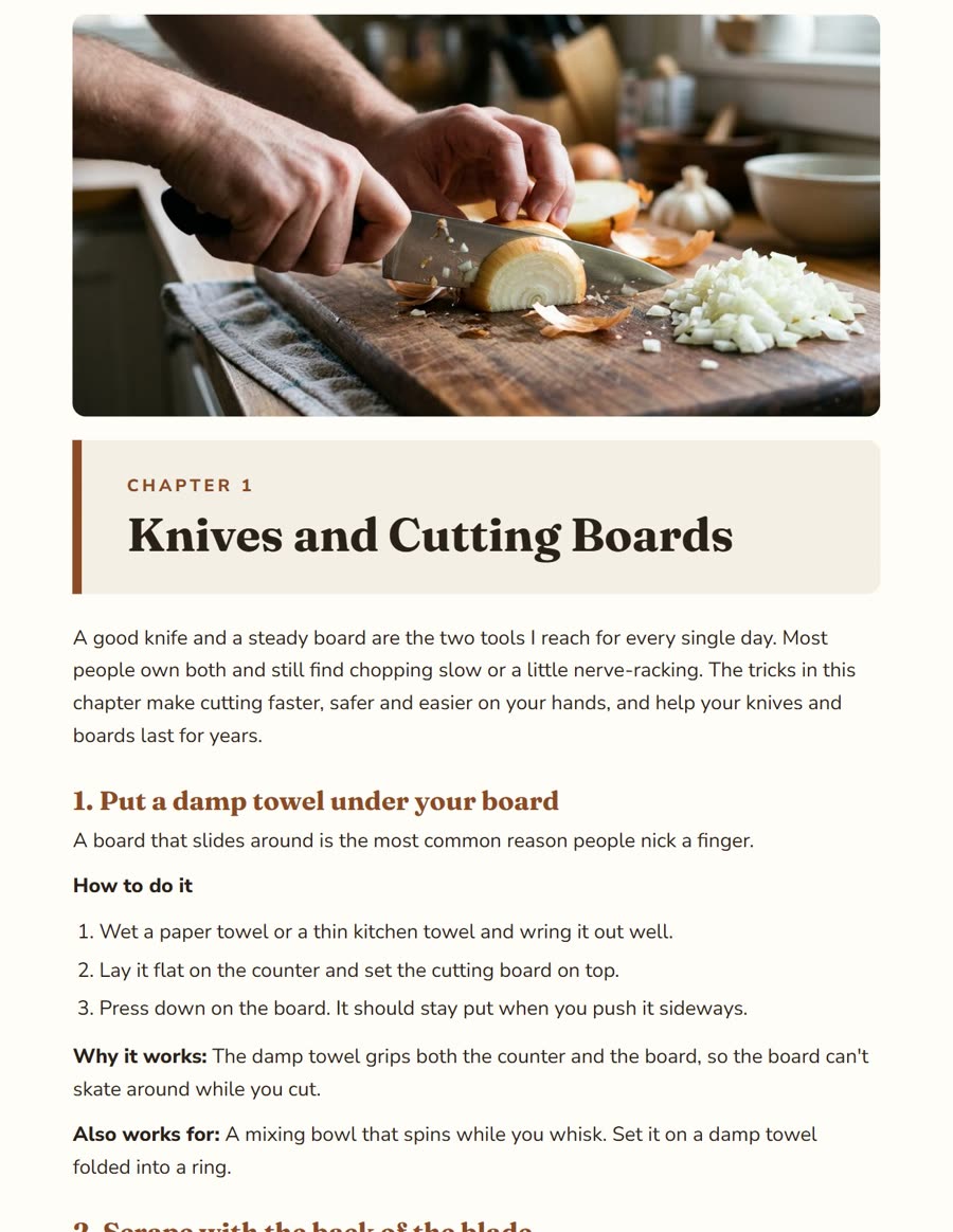 Kitchen Tricks page: Knives and Cutting Boards